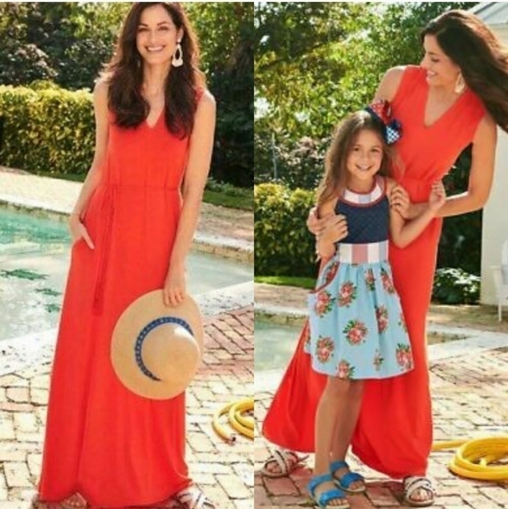 Matilda Jane Red/Orange In The Breeze Maxi Dress Size M NWT